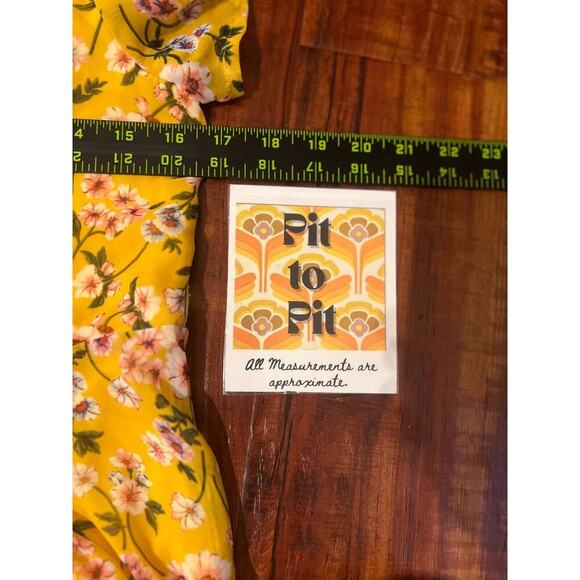 Miami Womens Floral High Low Yellow Maxi Dress Sz M Y2K Cottagecore Garden Party - Picture 8 of 10